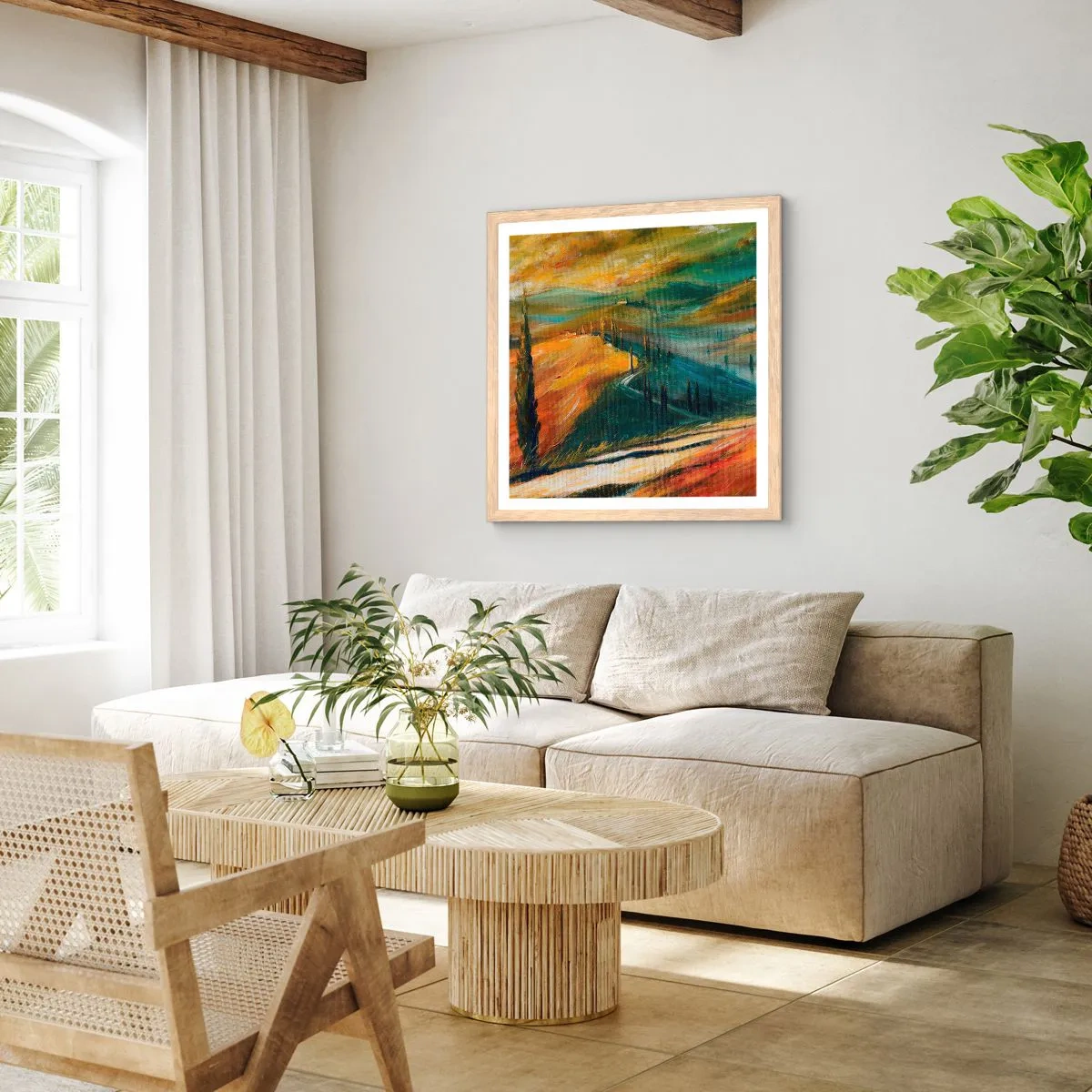 Poster in cornice rovere chiaro - Paesaggio toscano - 30x30 cm