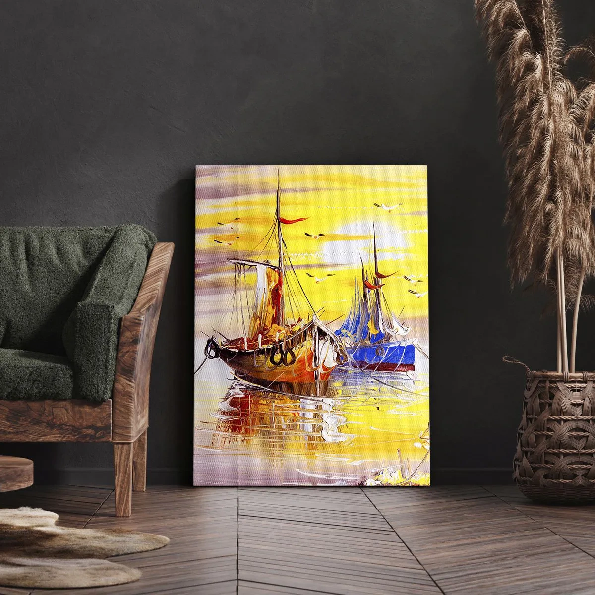 Quadro su tela - Stampe su Tela - Meritato riposo nel porto - 65x120 cm