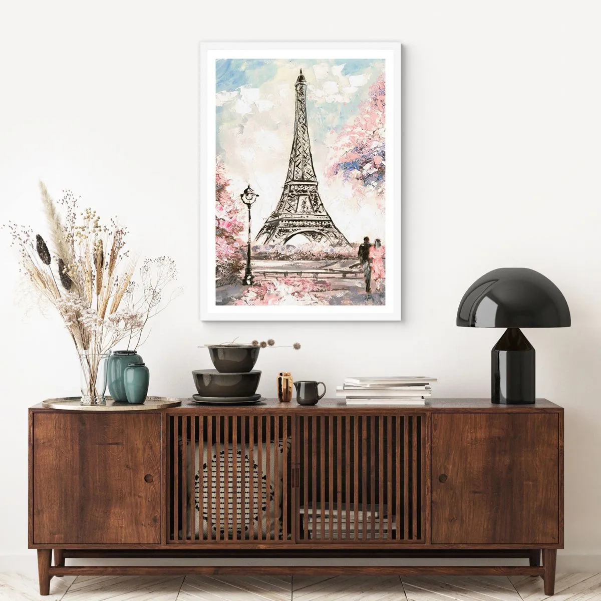 Poster in cornice bianca - Passeggiata a Parigi in aprile - 50x70 cm