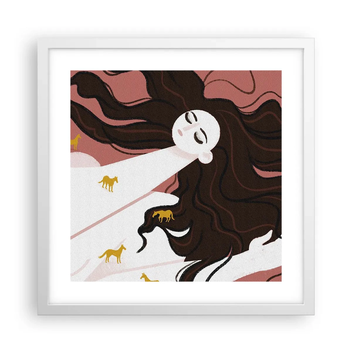 Poster in cornice bianca - Il sogno del cavallo d'oro - 40x40 cm