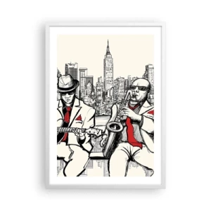 Poster in cornice bianca - Improvvisare a New York - 50x70 cm