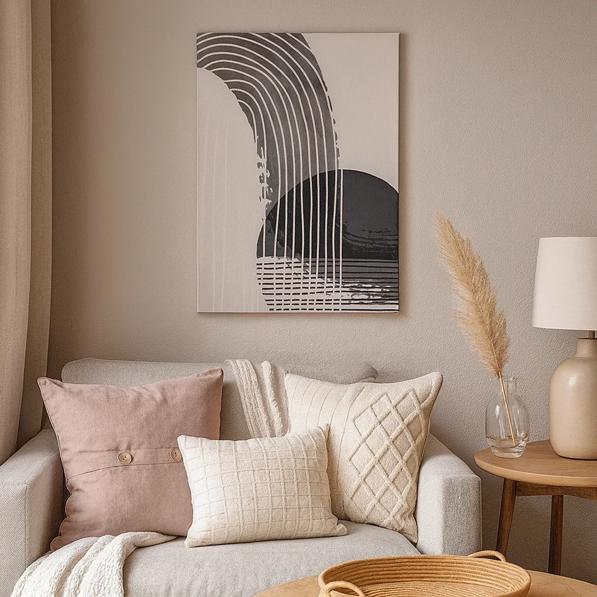 Quadro su tela - Stampe su Tela - Motivo astratto con linee e forme geometriche - 50x70cm - Andata e ritorno - Decorazione murale moderna per soggiorno e camera da letto ARTTOR