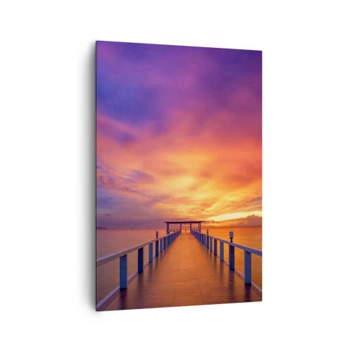 Quadro su tela - Stampe su Tela - Un molo che conduce al mare durante il tramonto - 70x100cm - Senza fine - Decorazione murale moderna per soggiorno e camera da letto ARTTOR