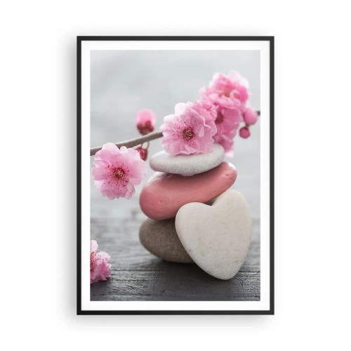 Poster in cornice nera - Serenità con fiori di ciliegio - 70x100 cm