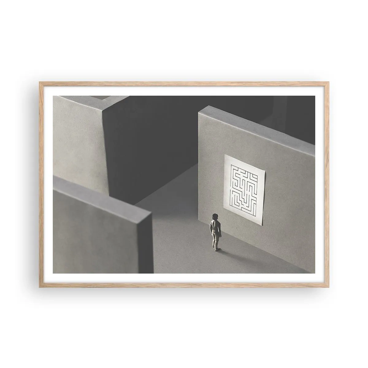 Poster in cornice rovere chiaro - Ma dove mi trovo? - 100x70 cm