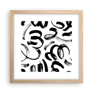 Poster in cornice rovere chiaro - Nero su bianco - 30x30 cm