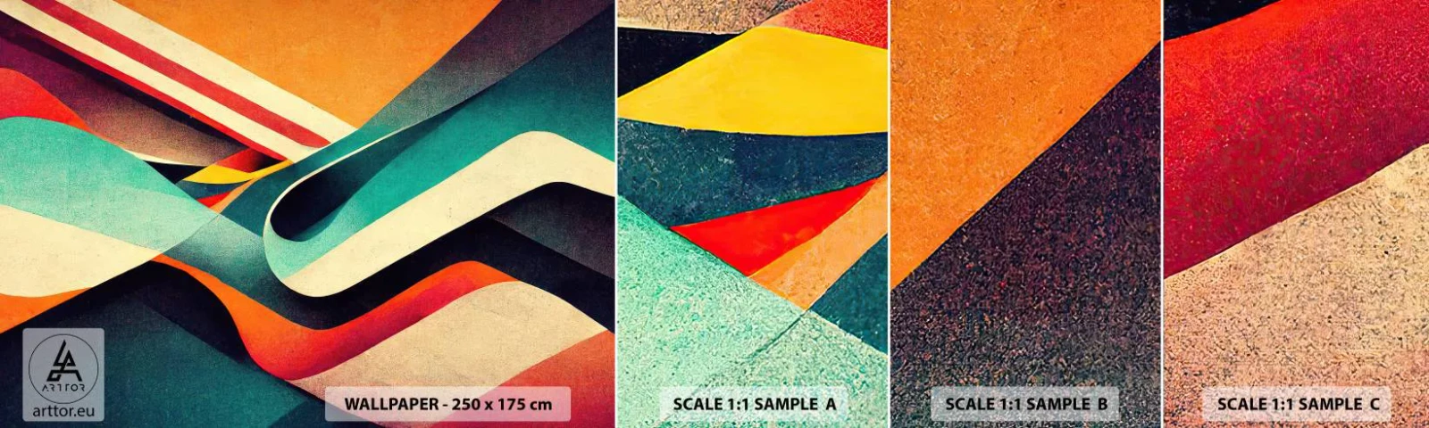 Campione di Fotomurale Adesivo Deluxe Sticker - Composizione intensa - Astrazione, Pezzo, Linee - 100x30 cm