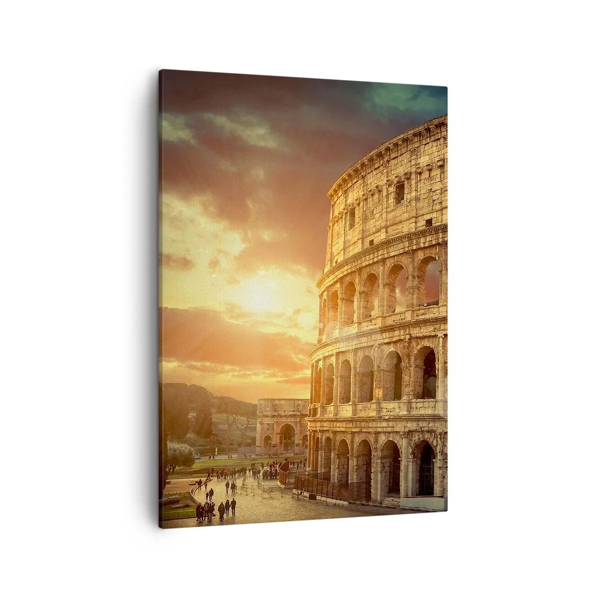 Quadro su tela - Stampe su Tela - Il Colosseo a Roma al tramonto - 50x70cm - Impressione colossale - Decorazione murale moderna per soggiorno e camera da letto ARTTOR