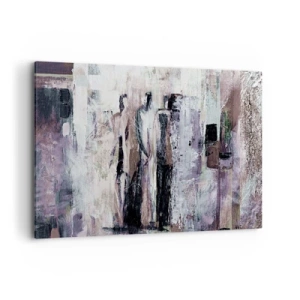 Quadro su tela - Stampe su Tela - Una composizione astratta con tre figure in colori pastello. - 100x70cm - Triade misteriosa - Decorazione murale moderna per soggiorno e camera da letto ARTTOR