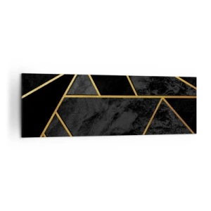 Quadro su tela - Stampe su Tela - Motivo geometrico dorato su sfondo nero - 160x50cm - Oscurità e luce - Decorazione murale moderna per soggiorno e camera da letto ARTTOR