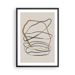 Poster in cornice nera - Astrazione minimalista con linee dinamiche - 50x70cm - Composizione: danza intricata - Decorazione murale moderna per soggiorno e camera da letto ARTTOR