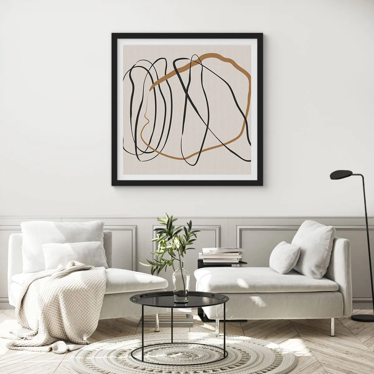 Poster in cornice nera - Composizione: danza intricata - 30x30 cm