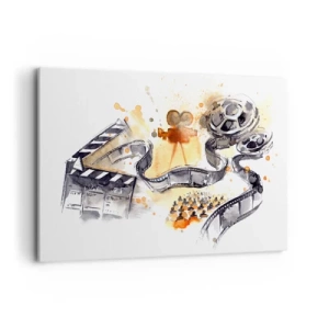 Quadro su tela - Stampe su Tela - Il simbolismo del cinema con una striscia di pellicola in un acquerello artistico - 120x80cm - Nel paese dei sogni - Decorazione murale moderna per soggiorno e camera da letto ARTTOR
