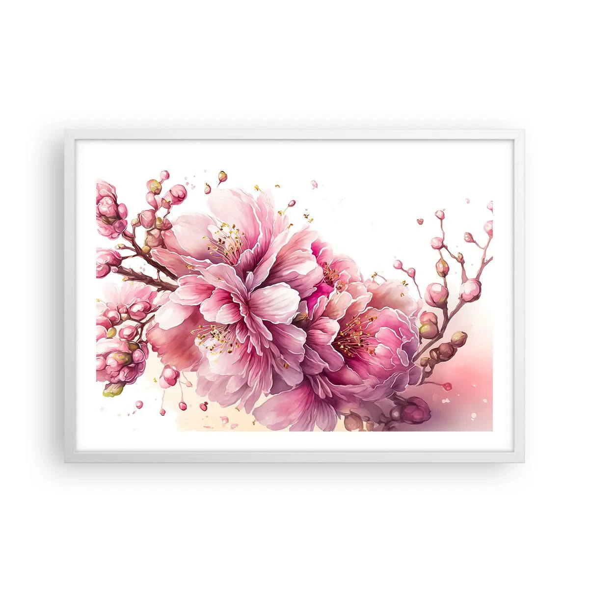 Poster in cornice bianca - Fiore di ciliegio - 70x50 cm
