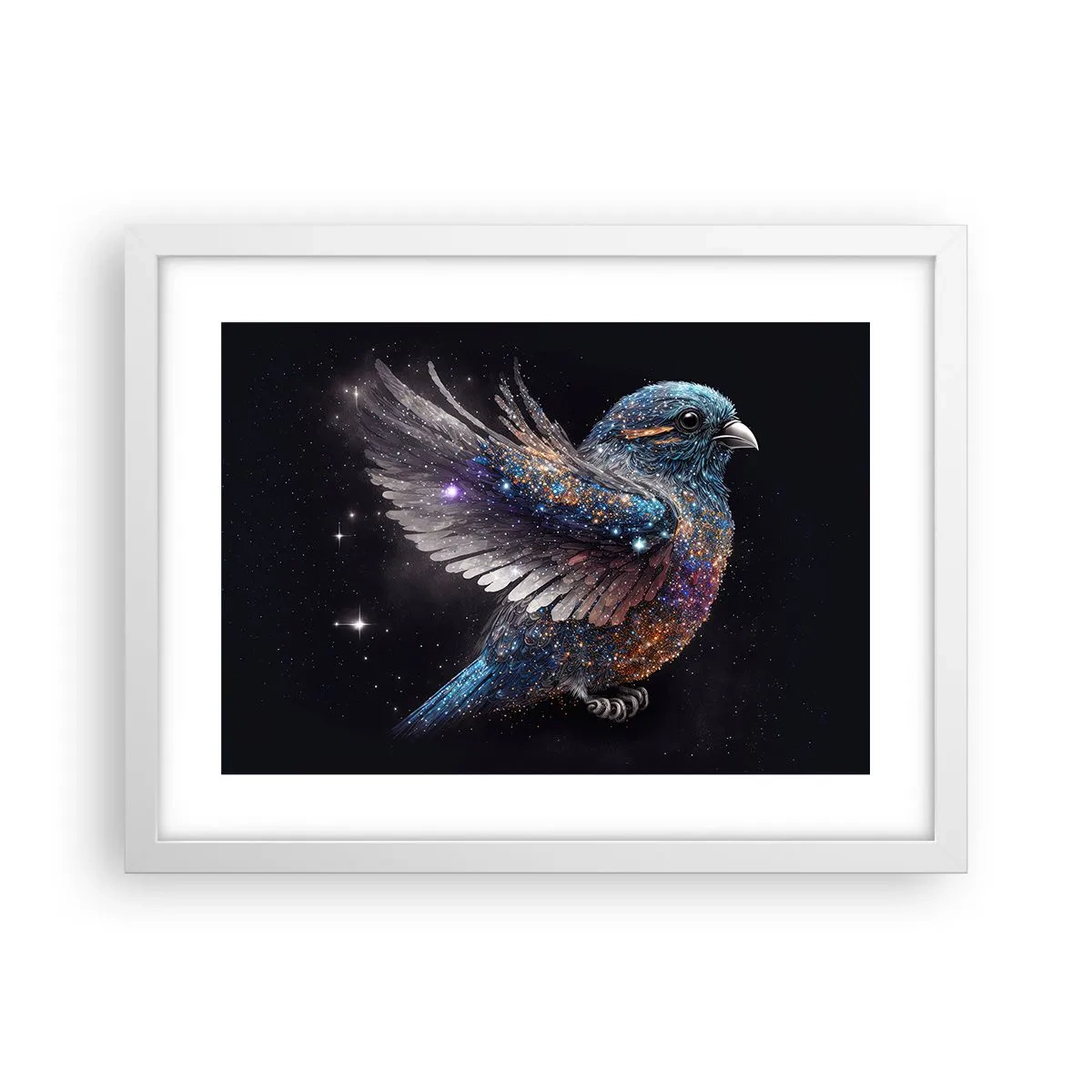 Poster in cornice bianca - Passero di diamante - 40x30 cm