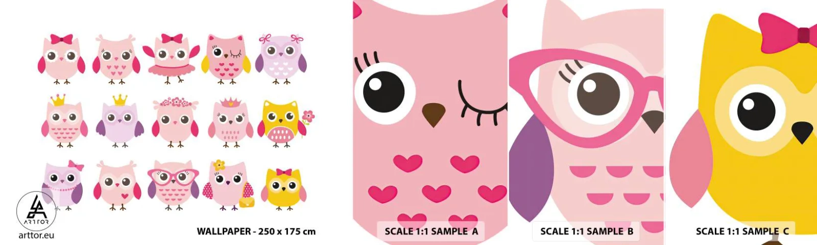 Campione Di Fotomurale Standard Eco - Una più dolce dell'altra - Uccelli, Gufo, Per bambini - 100x30 cm