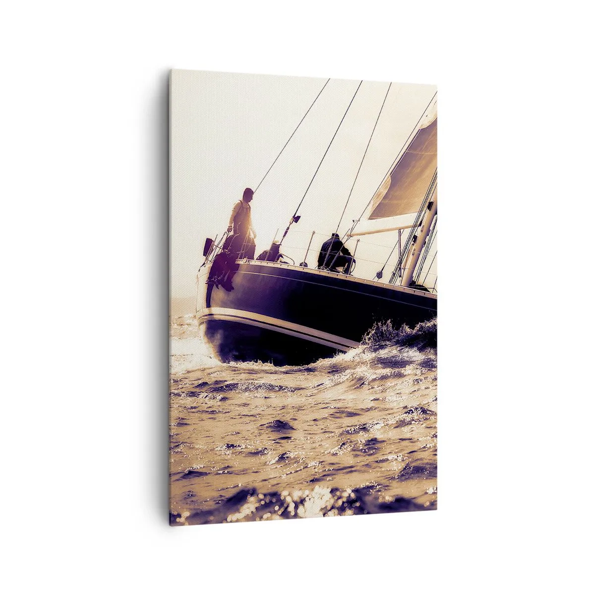 Quadro su tela - Stampe su Tela - Uno yacht in mare in tempesta alla luce del sole al tramonto - 80x120cm - Naviga, marinaio - Decorazione murale moderna per soggiorno e camera da letto ARTTOR