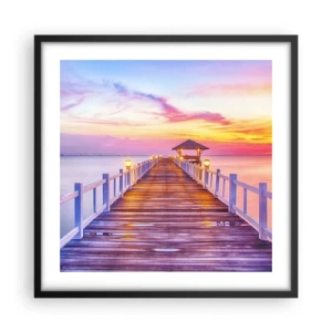 Poster in cornice nera - Silenzio della sera in lilla e oro - 50x50 cm