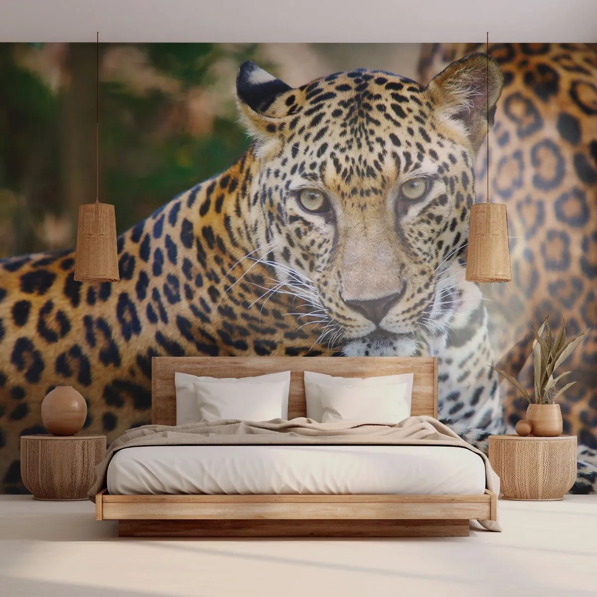 Fotomurali Premium Canvas - Selvaggio e tranquillo - Animali, leopardo, Africa - 250x175 cm