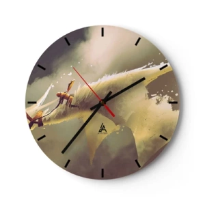 Orologio da parete - Orologio in Vetro - Un eroe in battaglia contro un paesaggio mistico - 30x30cm - Per salvare il mondo - Decorazione murale moderna per soggiorno, cucina e camera da letto ARTTOR