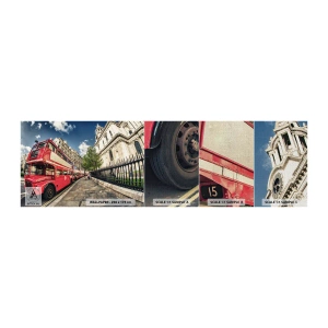 Campione di Fotomurale Premium Canvas - Via di Londra in grigio e rosso - Città, Londra, Autobus rosso - 100x30 cm