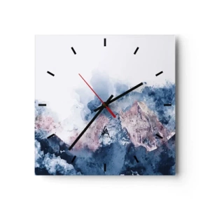Orologio da parete - Orologio in Vetro - Montagne acquerellate in tonalità pastello su sfondo bianco - 30x30cm - Queste si che sono cime! - Decorazione murale moderna per soggiorno e camera da letto ARTTOR