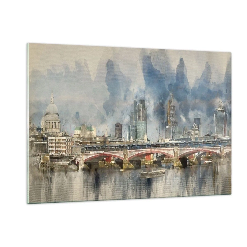 Quadro su vetro - Londra in tutto il suo splendore - 120x80cm - Londra in tutta la sua bellezza - Decorazione murale moderna per soggiorno e camera da letto ARTTOR