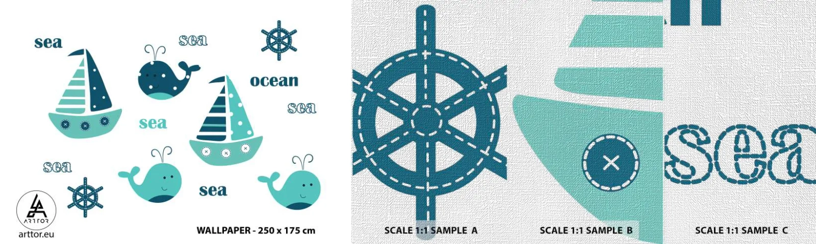 Campione di Fotomurale Premium Canvas - Attraverso i mari e gli oceani - Per bambini, Nautico, Barca a vela - 100x30 cm