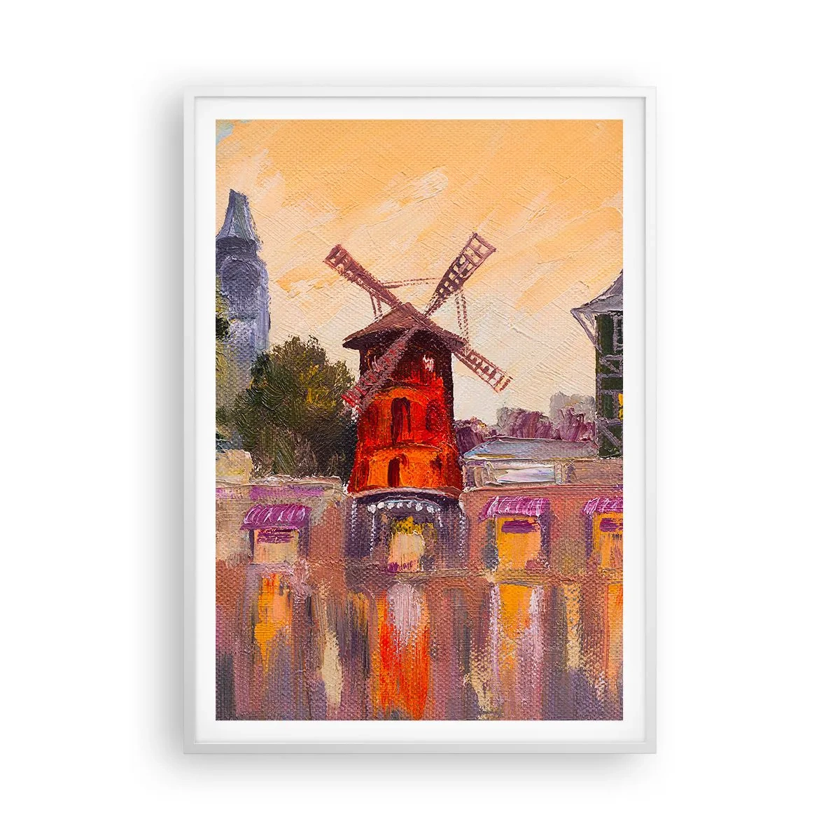 Poster in cornice bianca - Le icone di Parigi: il Moulin Rouge - 70x100 cm