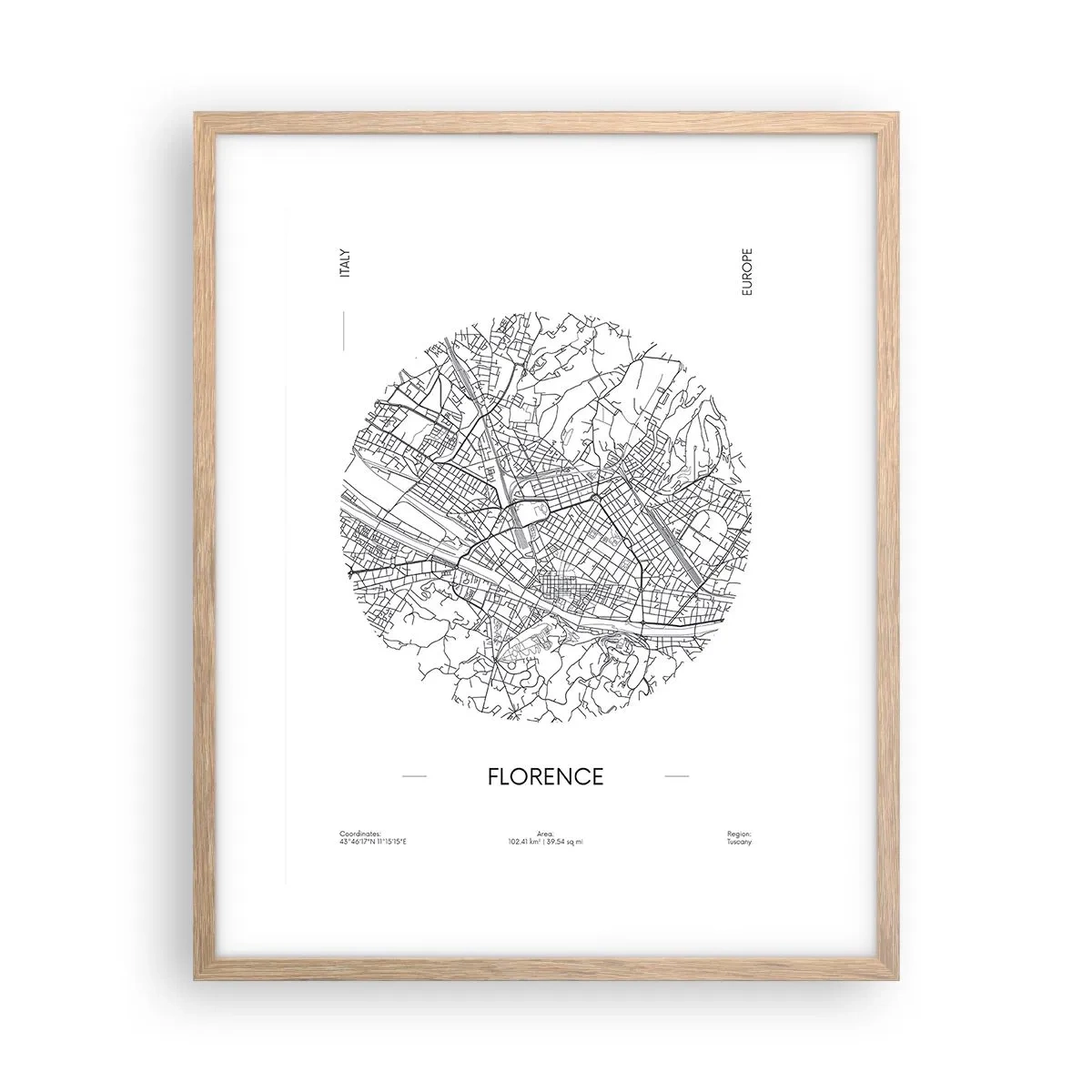 Poster in cornice rovere chiaro - Anatomia di Firenze - 40x50 cm