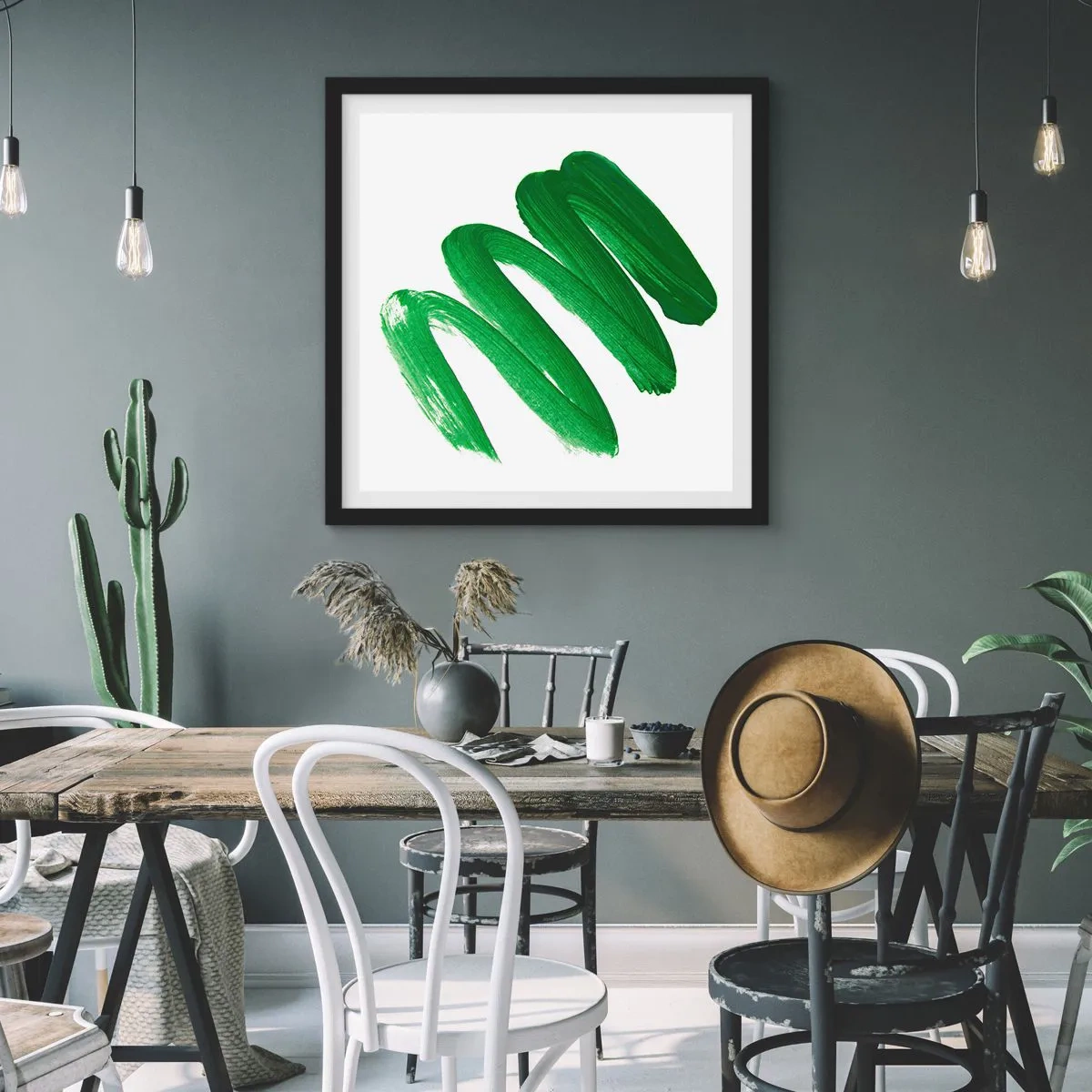 Poster in cornice nera - Scherzo verde - 30x30 cm