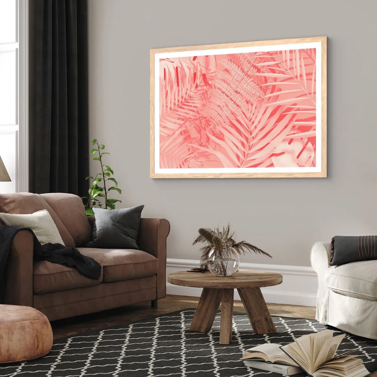 Poster in cornice rovere chiaro - Concetto rosa - 91x61 cm