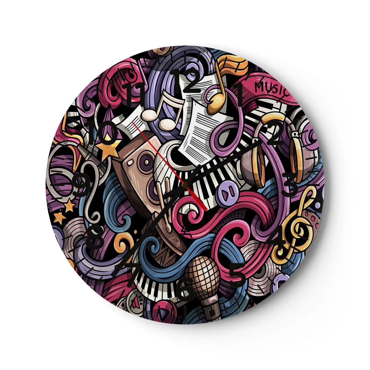 Orologio da parete - Orologio in Vetro - Melodia complicata - 30x30 cm