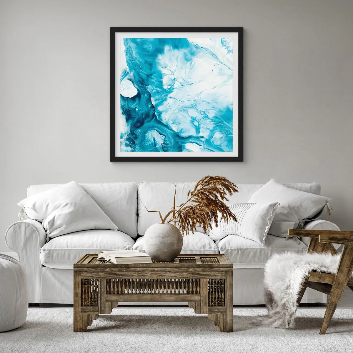 Poster in cornice nera - Concerto di blu - 30x30 cm