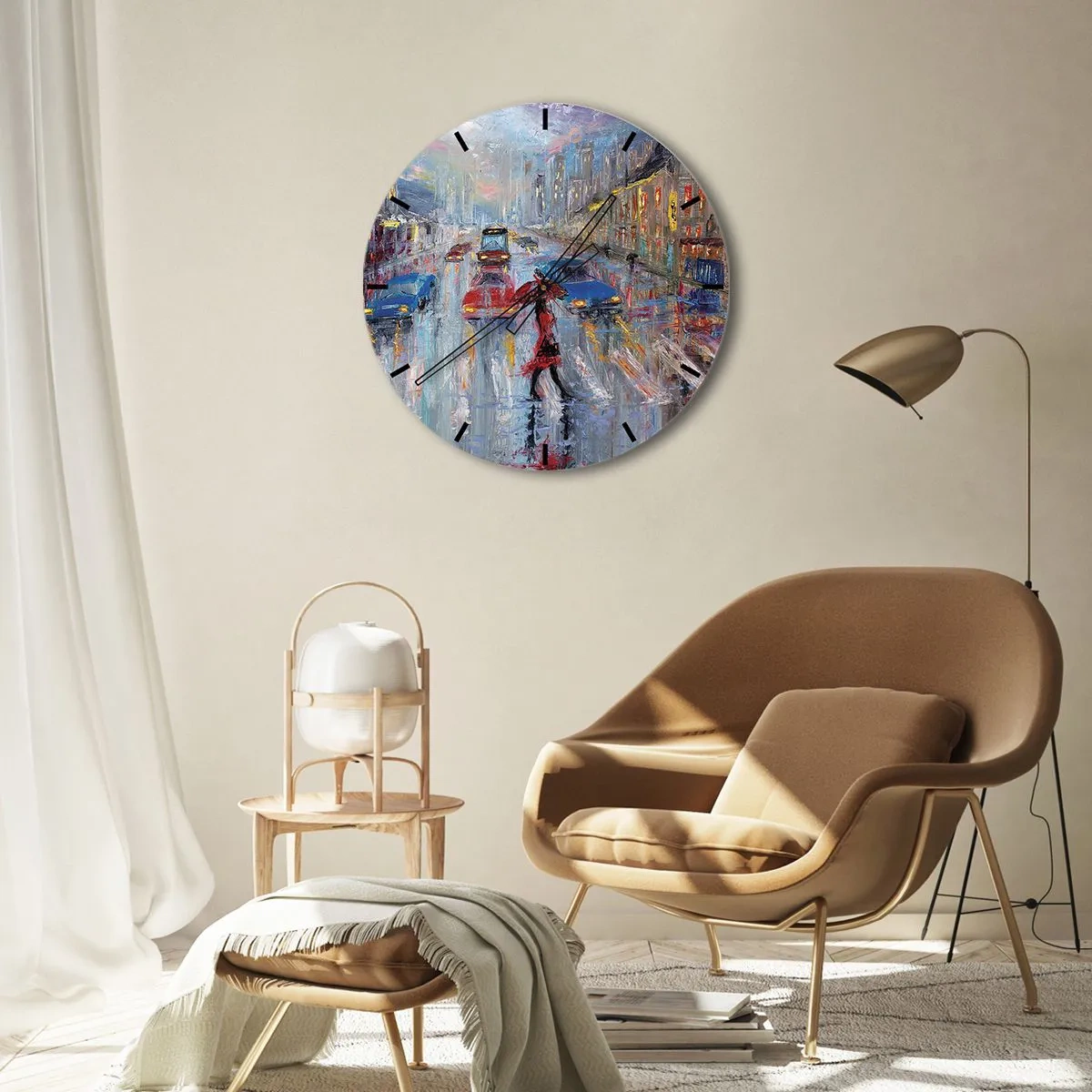 Orologio da parete - Orologio in Vetro - Pomeriggio di pioggia in città - 30x30 cm