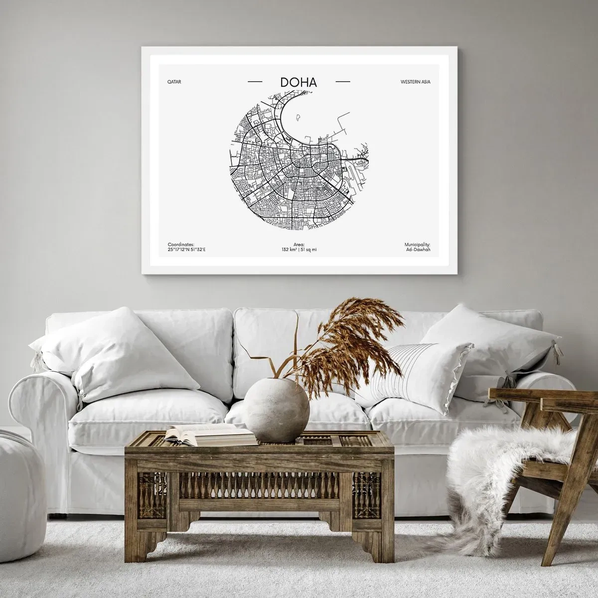 Poster in cornice bianca - Anatomia di Doha - 100x70 cm