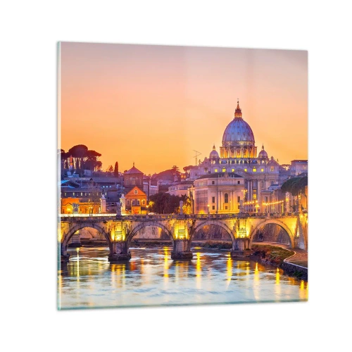 Quadro su vetro - Tramonto sulla Città Eterna - 50x50 cm