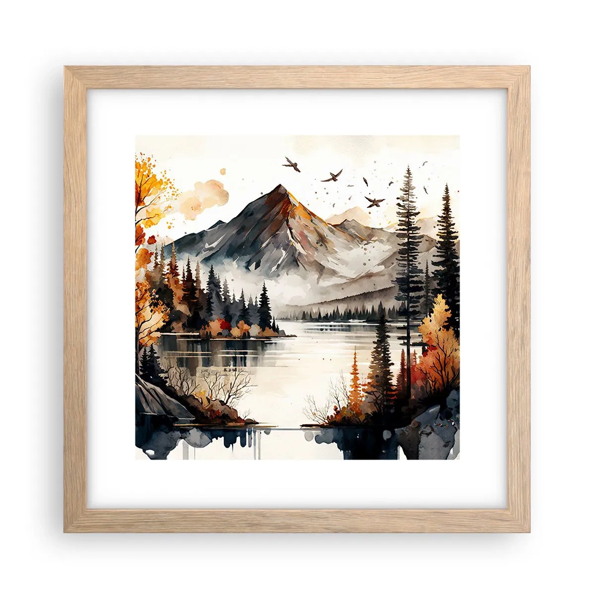 Poster in cornice rovere chiaro - L'autunno dorato sui monti - 30x30 cm