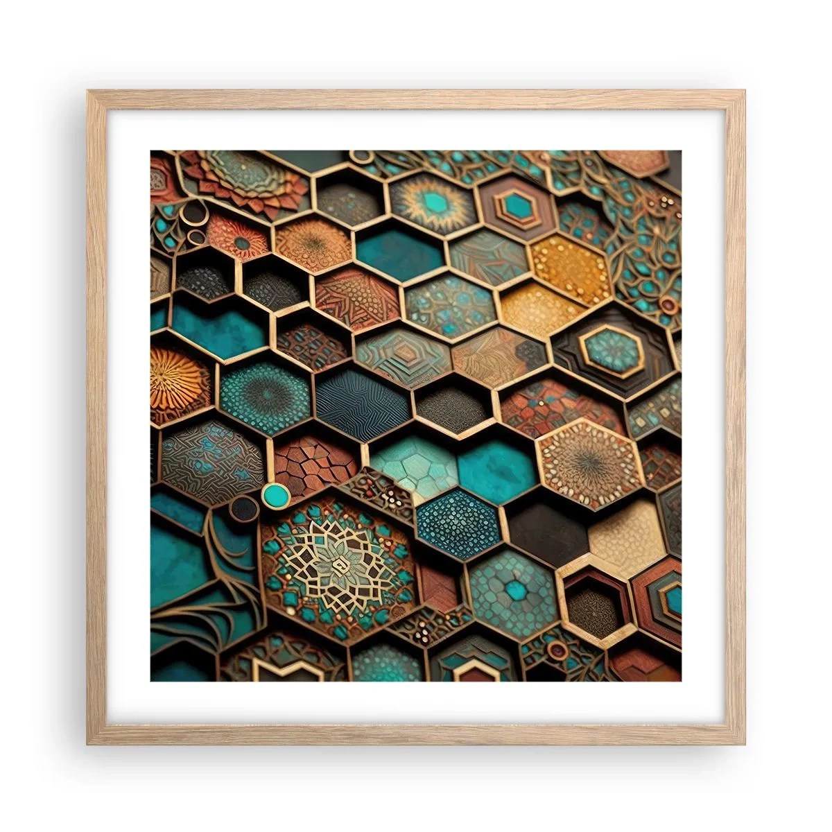 Poster in cornice rovere chiaro - Decorazioni arabe: variazione - 50x50 cm