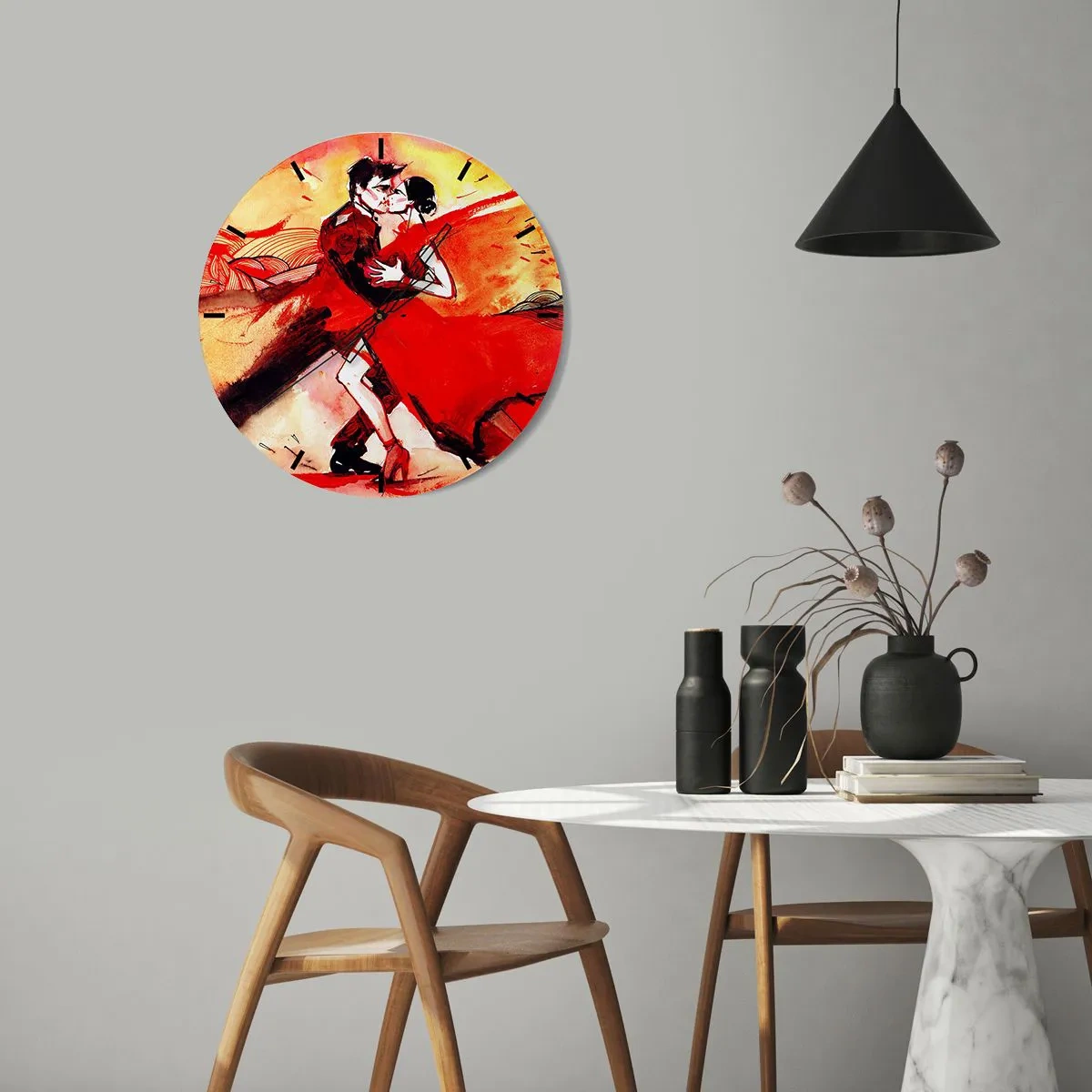 Orologio da parete - Orologio in Vetro - Il ritmo porpora della passione - 40x40 cm