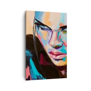 Quadro su tela - Stampe su Tela - Ritratto di una donna in vivaci colori astratti - 80x120cm - Cuore selvatico - Decorazione murale moderna per soggiorno e camera da letto ARTTOR