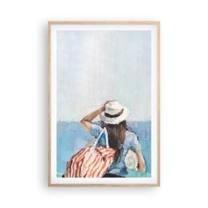 Poster in cornice rovere chiaro - Benvenuti in vacanza - 61x91 cm