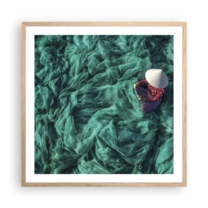 Poster in cornice rovere chiaro - Nel mare di reti - 60x60 cm