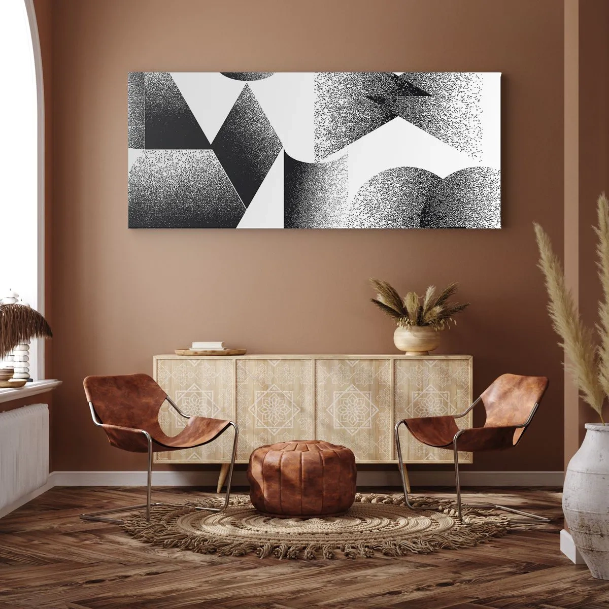 Quadro su tela - Stampe su Tela - Geometria composta da angoli e forme ovali - 140x50cm - Angoli e ovali - Decorazione murale moderna per soggiorno e camera da letto ARTTOR