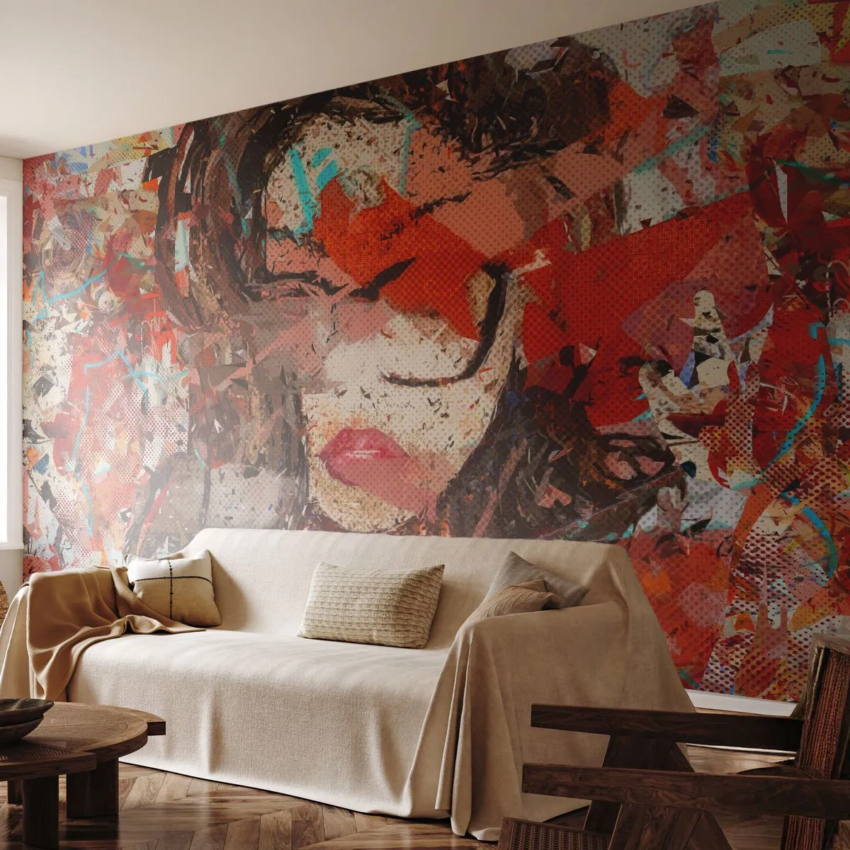 Fotomurali Standard Eco - Nessuno sa come sei veramente - Astrazione, Ritratto di una donna, Grafica - 200x140 cm