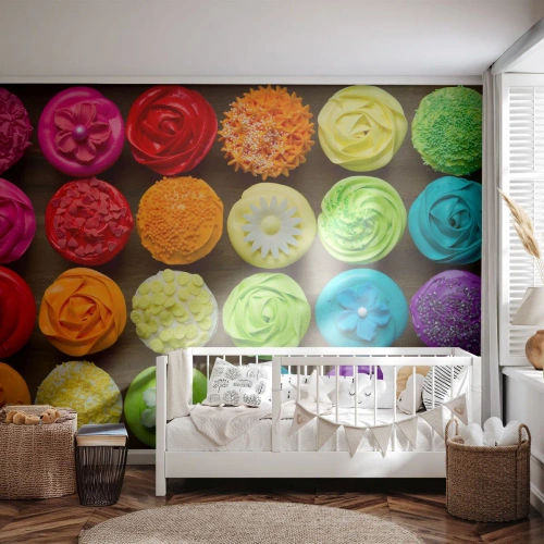 Fotomurali Autoadesivo Deluxe Sticker - Ognuno è differente, tutti sono buoni - Gastronomia, biscotti colorati, 3D - 200x140 cm