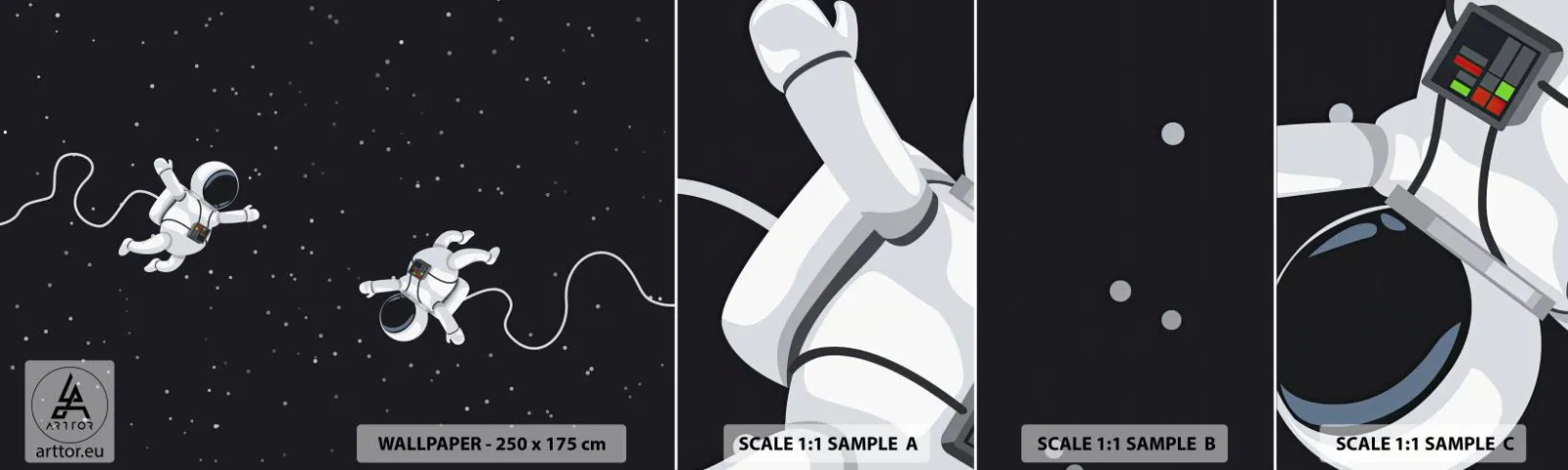 Campione di Fotomurale Adesivo Deluxe Sticker - Danza cosmica - Astrazione, Astronauta, Cosmo - 100x30 cm