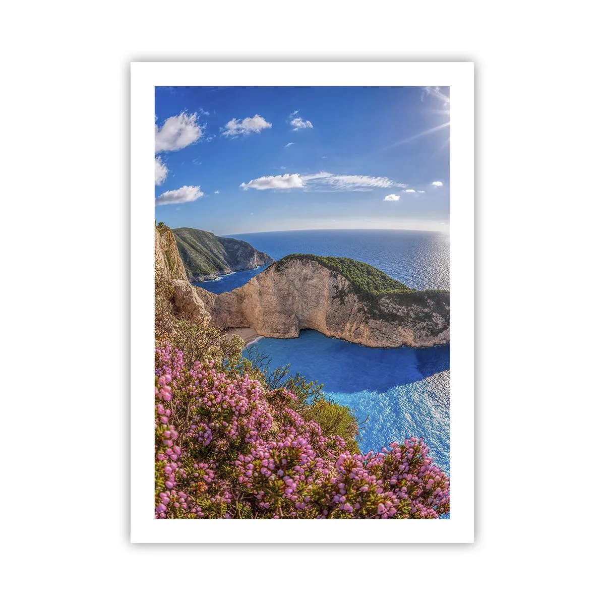 Poster - Baia di Navagio sull'isola di Zante con scogliere e mare - 50x70cm - Le mie grosse vacanze greche - Decorazione murale moderna per soggiorno e camera da letto ARTTOR
