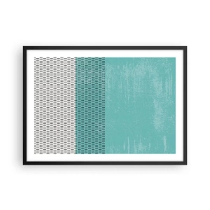 Poster in cornice nera - Composizione geometrica con turchese e linee - 70x50cm - Composizione equilibrata - Decorazione murale moderna per soggiorno e camera da letto ARTTOR