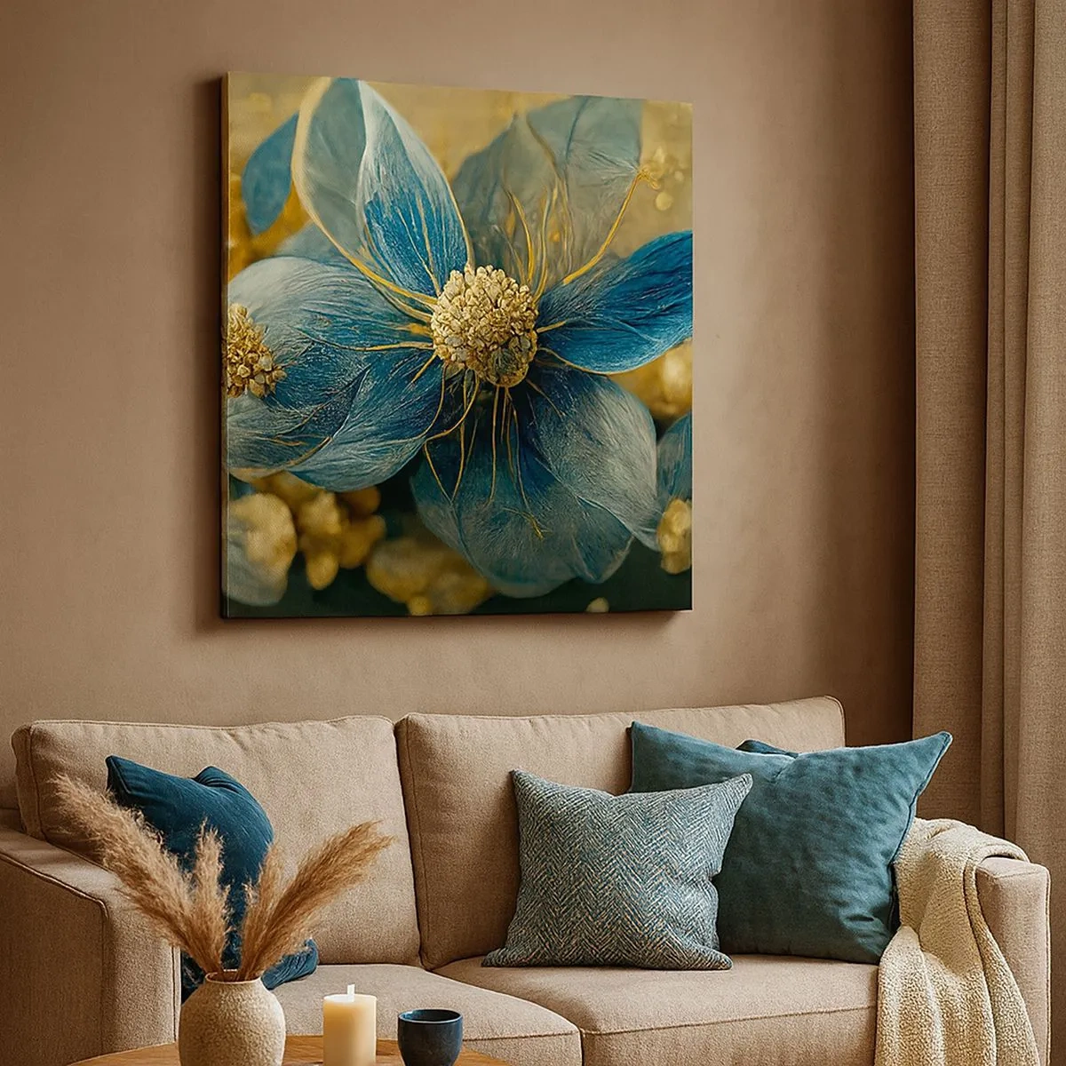 Quadro su tela - Stampe su Tela - Fiorire d'oro - 30x30 cm